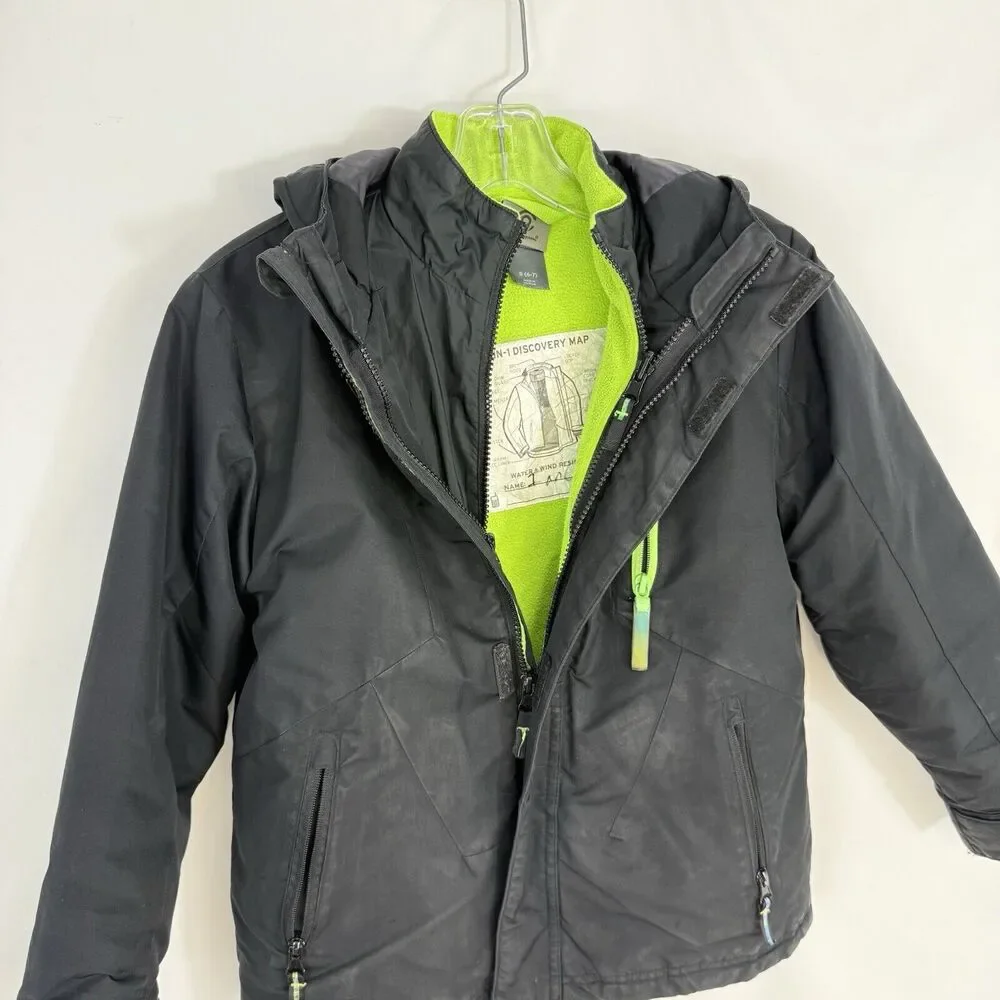 Champion Kids Black & Lime Green 3 In 1 Puff Jacket Size Small (6-7)